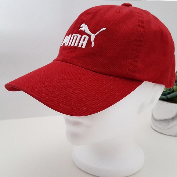 Puma❤Red Cotton Cap/Hat W/ Curved Brim Adjustable Size - Picture 3 of 10